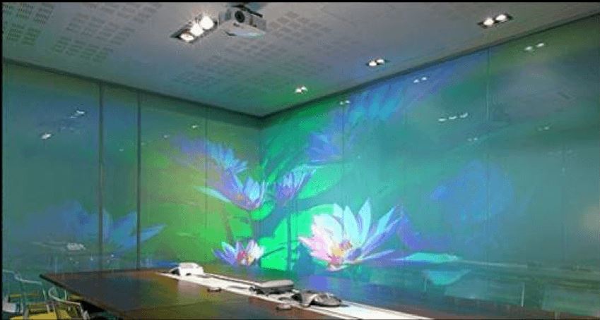 Smart switchable glass application scenario - projection advertising screen, touch screen Smart switchable glass application scenario - projection advertising screen, touch screen